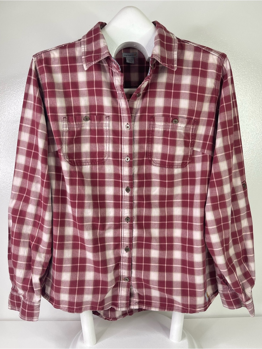 Carhartt Dodson Relaxed Fit Cotton Plaid Flannel Shirt Women's Size L (12-14)